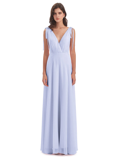 Reagan Floor Length V-neck Chiffon Bridesmaid Dresses