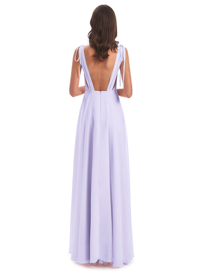 Reagan Floor Length V-neck Chiffon Bridesmaid Dresses