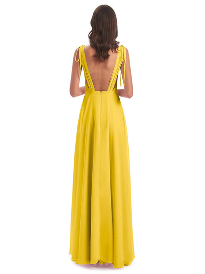 Reagan Floor Length V-neck Chiffon Bridesmaid Dresses