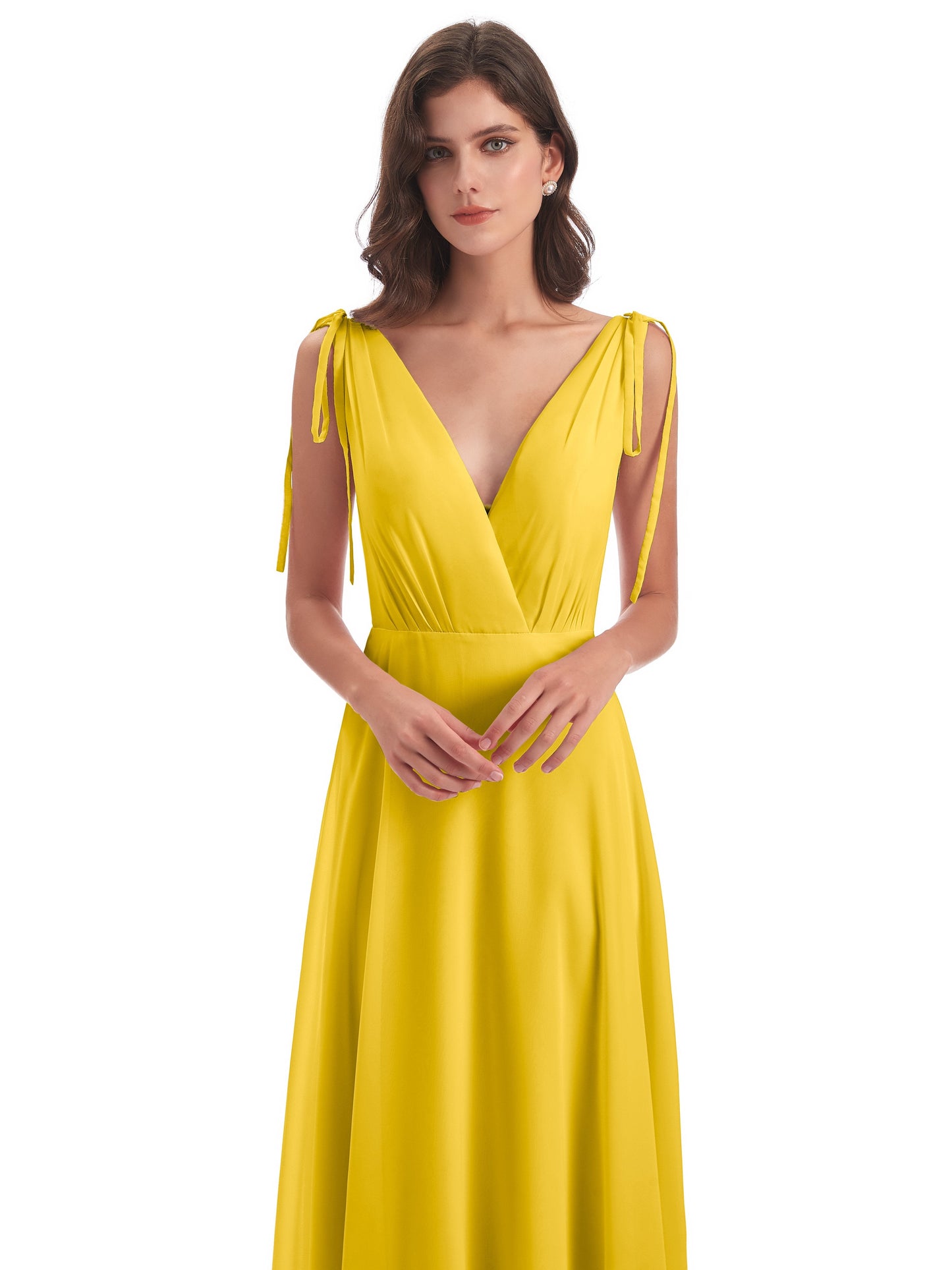 Reagan Floor Length V-neck Chiffon Bridesmaid Dresses
