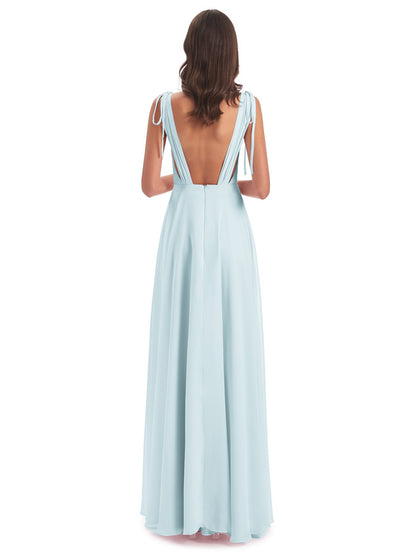 Reagan Floor Length V-neck Chiffon Bridesmaid Dresses