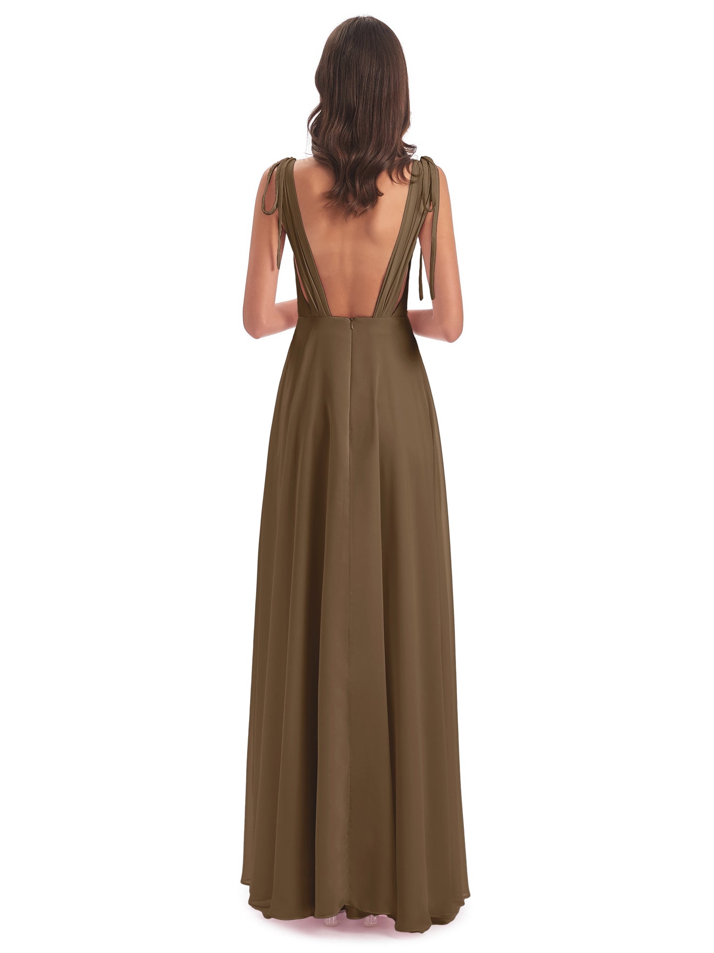 Reagan Floor Length V-neck Chiffon Bridesmaid Dresses