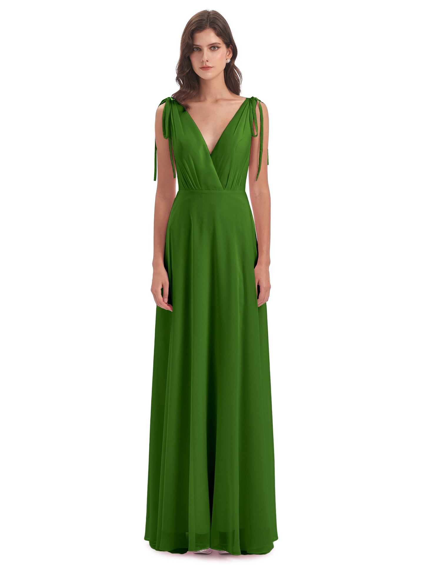 Reagan Floor Length V-neck Chiffon Bridesmaid Dresses