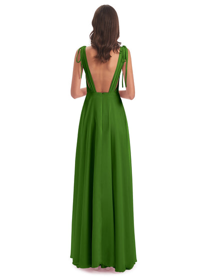 Reagan Floor Length V-neck Chiffon Bridesmaid Dresses