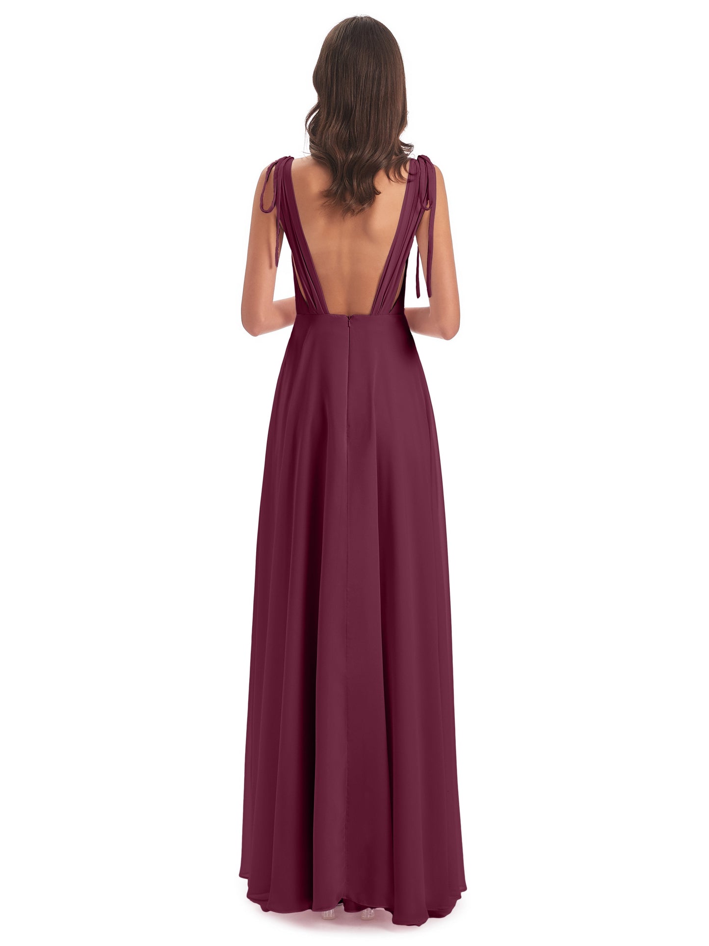 Reagan Floor Length V-neck Chiffon Bridesmaid Dresses
