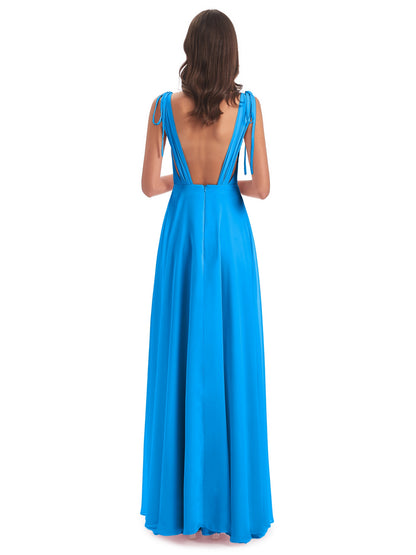 Reagan Floor Length V-neck Chiffon Bridesmaid Dresses