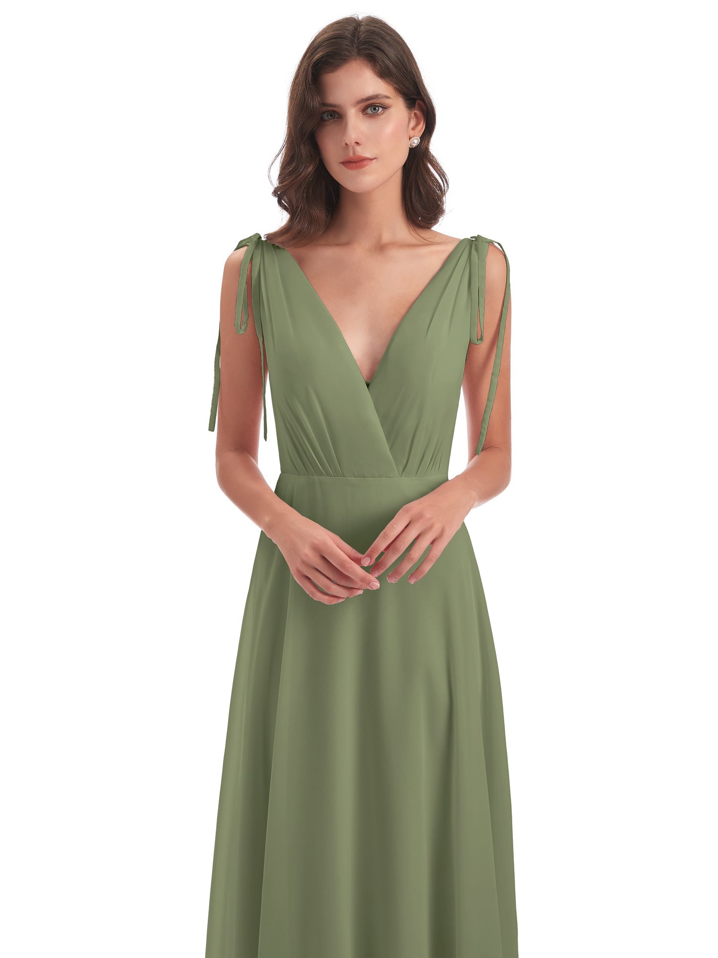 Reagan Floor Length V-neck Chiffon Bridesmaid Dresses