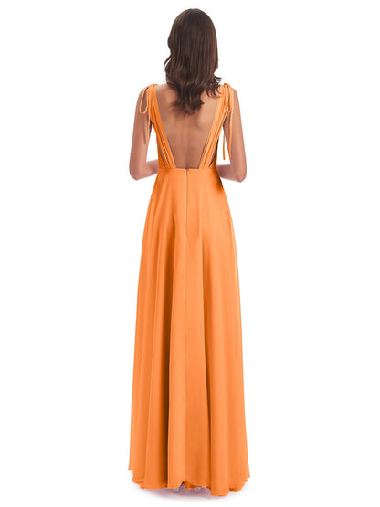 Reagan Floor Length V-neck Chiffon Bridesmaid Dresses