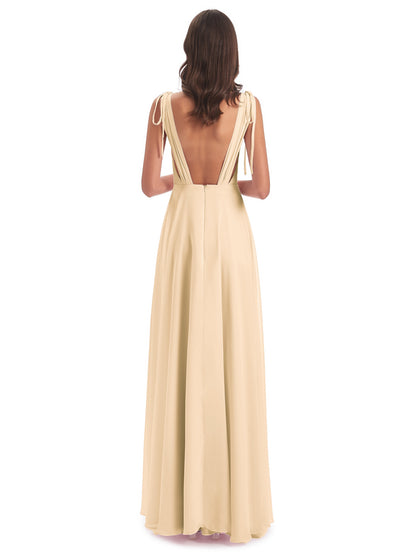Reagan Floor Length V-neck Chiffon Bridesmaid Dresses