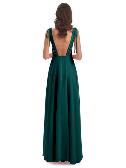 Reagan Floor Length V-neck Chiffon Bridesmaid Dresses