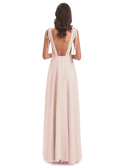 Reagan Floor Length V-neck Chiffon Bridesmaid Dresses