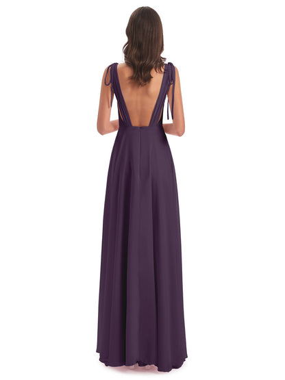 Reagan Floor Length V-neck Chiffon Bridesmaid Dresses