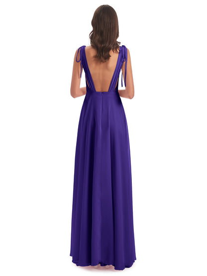 Reagan Floor Length V-neck Chiffon Bridesmaid Dresses
