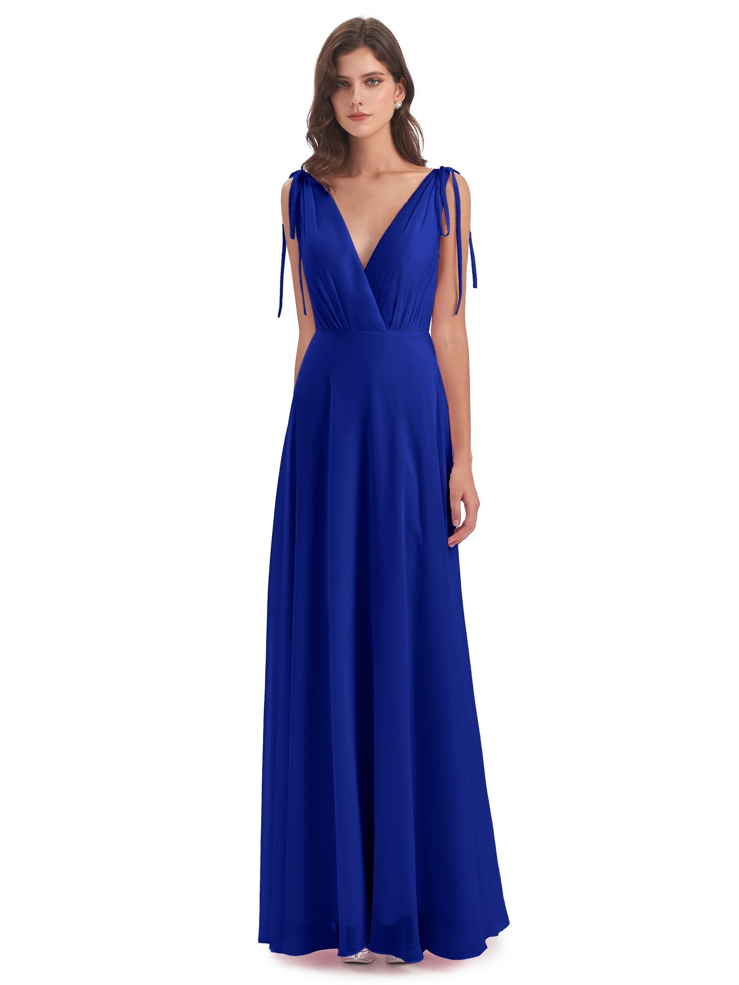 Reagan Floor Length V-neck Chiffon Bridesmaid Dresses