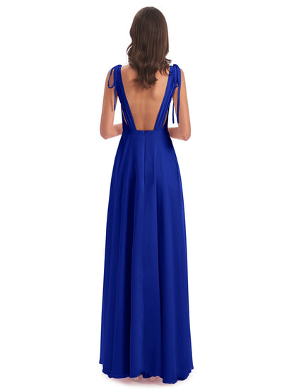 Reagan Floor Length V-neck Chiffon Bridesmaid Dresses