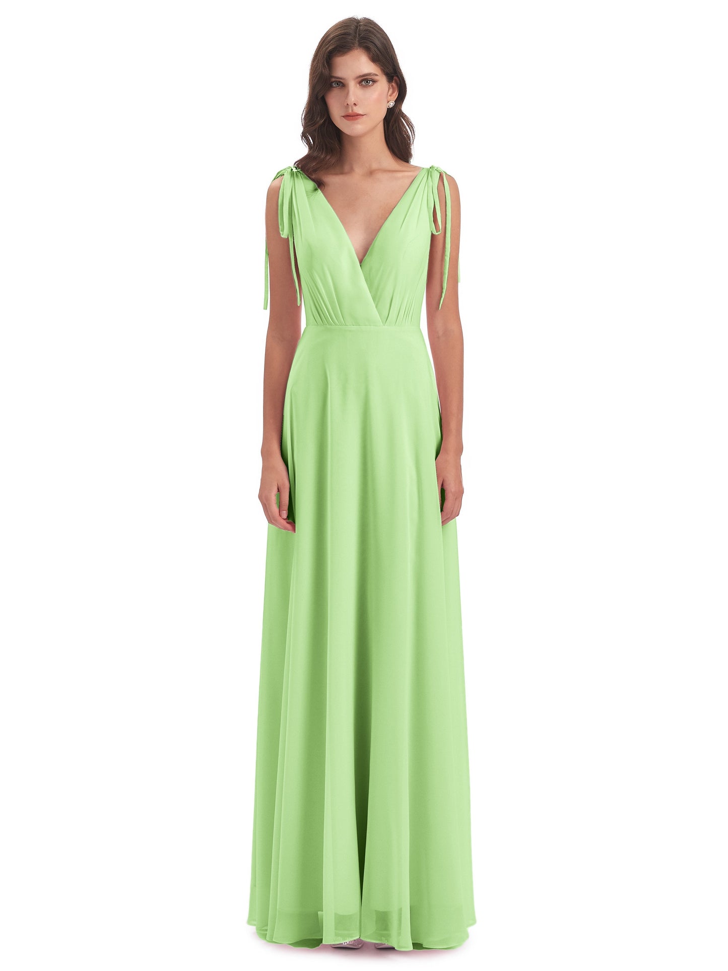 Reagan Floor Length V-neck Chiffon Bridesmaid Dresses