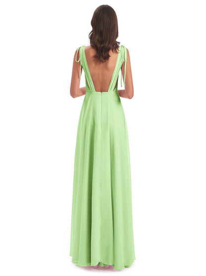 Reagan Floor Length V-neck Chiffon Bridesmaid Dresses