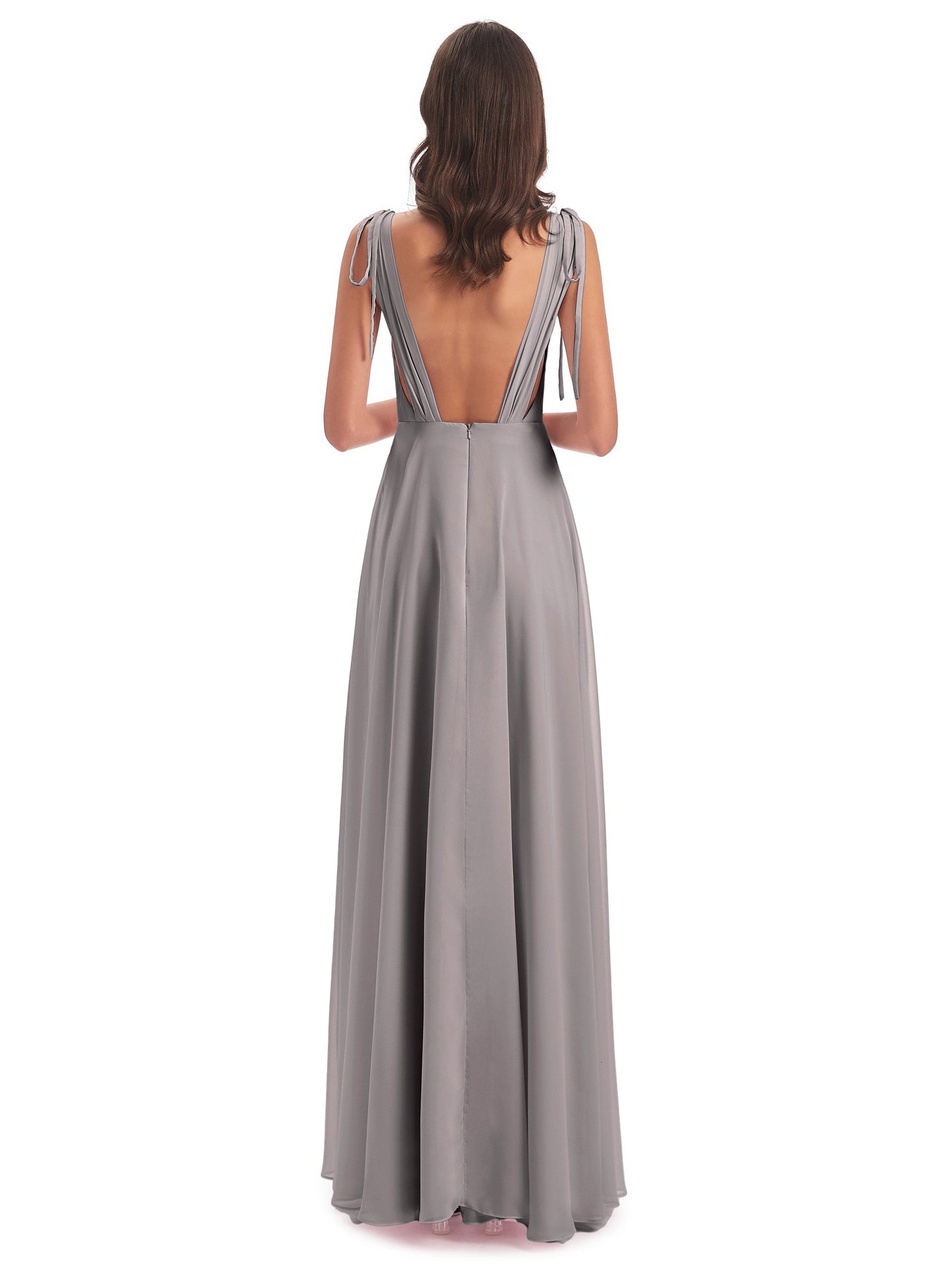 Reagan Floor Length V-neck Chiffon Bridesmaid Dresses
