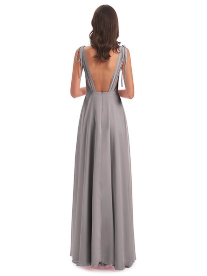 Reagan Floor Length V-neck Chiffon Bridesmaid Dresses