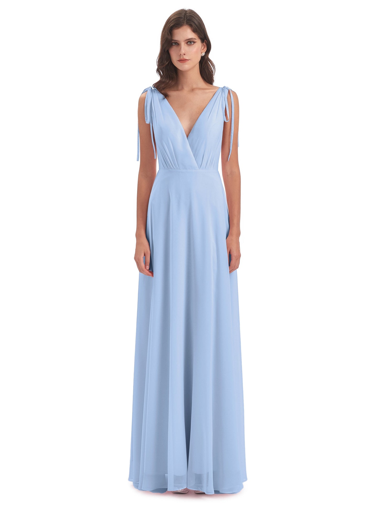 Reagan Floor Length V-neck Chiffon Bridesmaid Dresses
