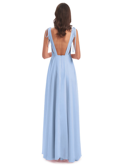 Reagan Floor Length V-neck Chiffon Bridesmaid Dresses