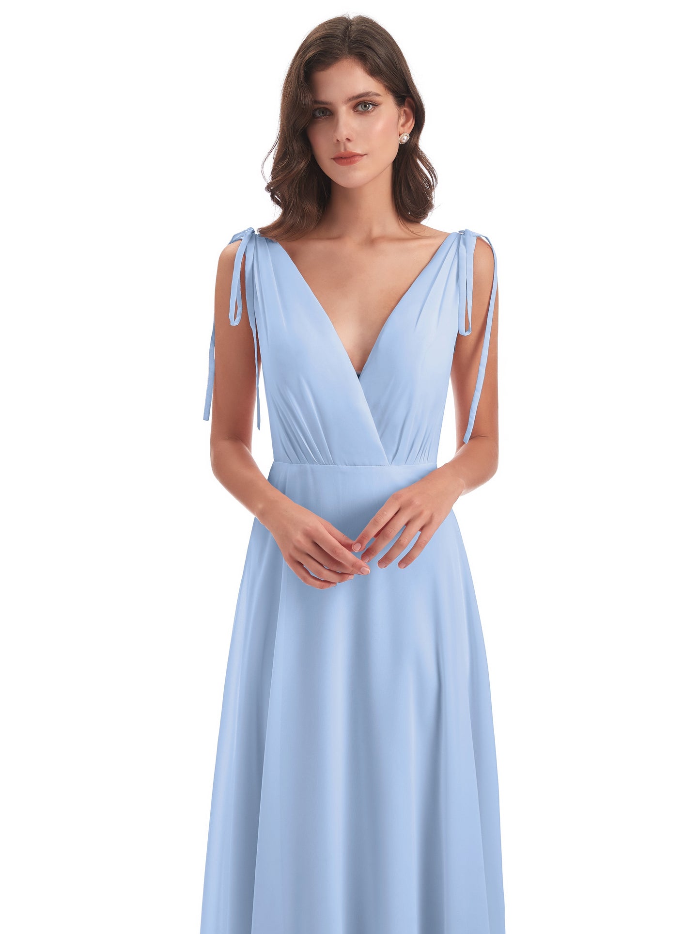 Reagan Floor Length V-neck Chiffon Bridesmaid Dresses