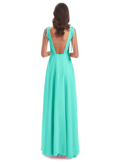 Reagan Floor Length V-neck Chiffon Bridesmaid Dresses