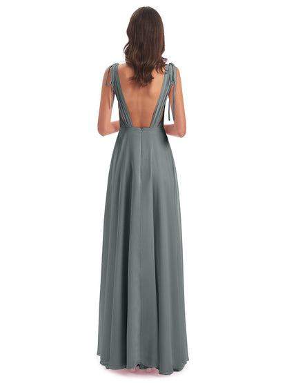 Reagan Floor Length V-neck Chiffon Bridesmaid Dresses
