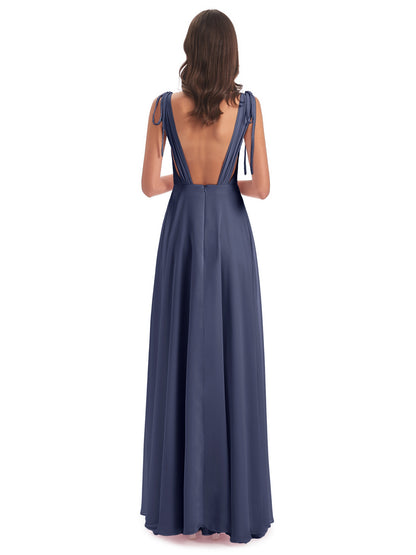 Reagan Floor Length V-neck Chiffon Bridesmaid Dresses