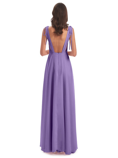 Reagan Floor Length V-neck Chiffon Bridesmaid Dresses