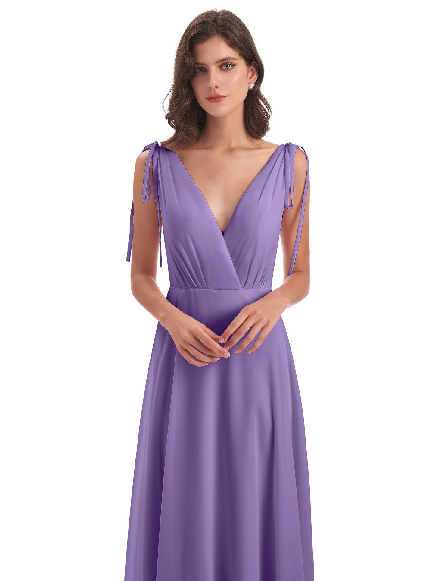 Reagan Floor Length V-neck Chiffon Bridesmaid Dresses