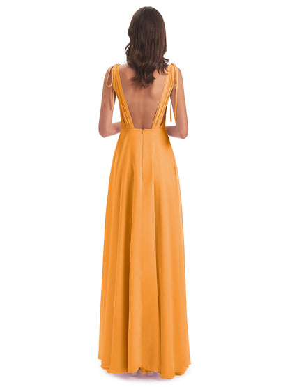 Reagan Floor Length V-neck Chiffon Bridesmaid Dresses
