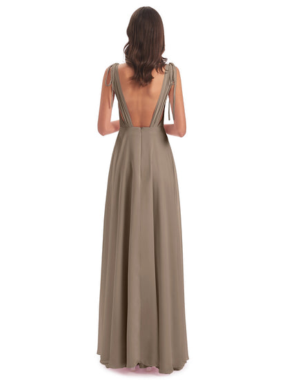 Reagan Floor Length V-neck Chiffon Bridesmaid Dresses