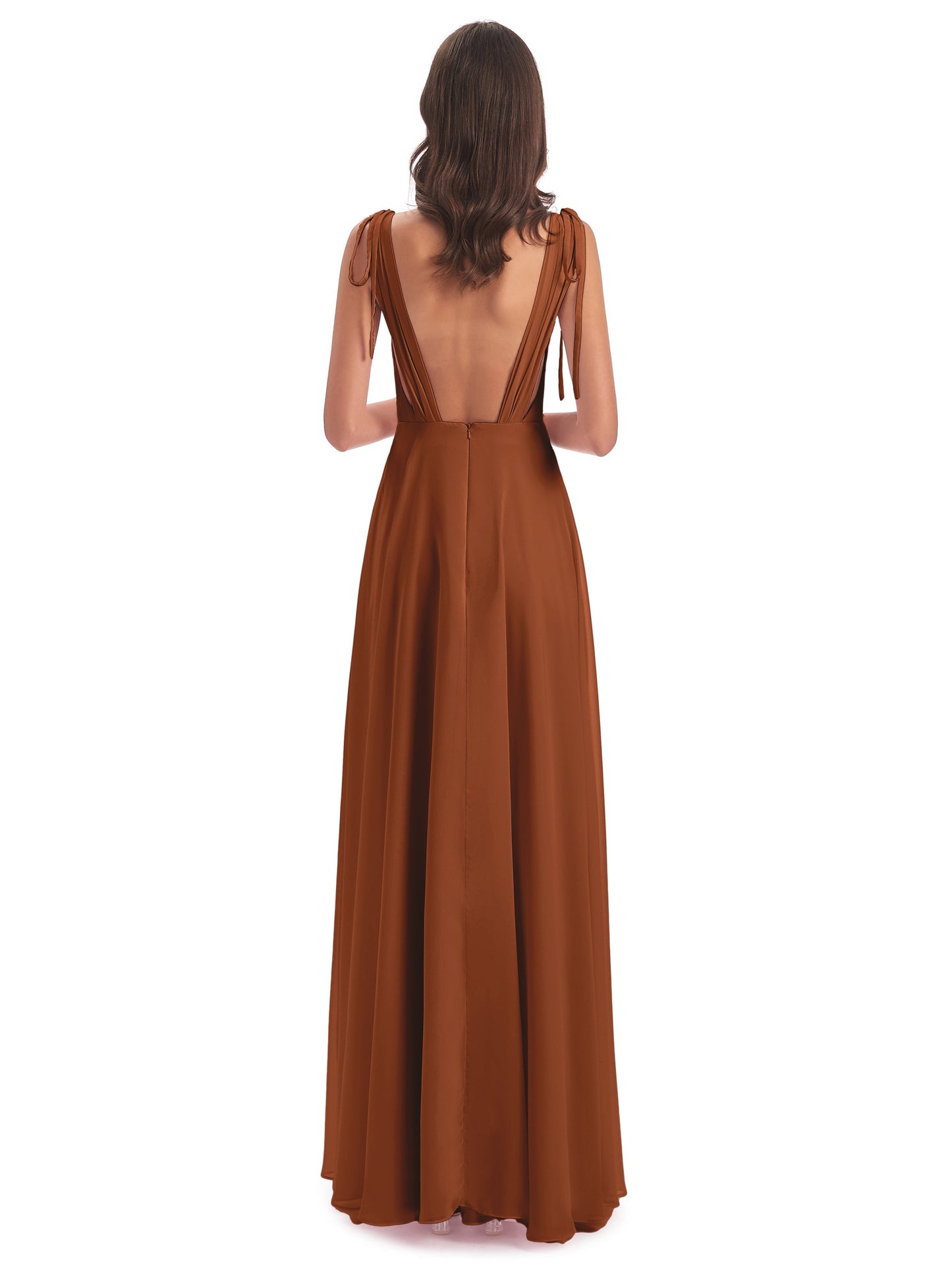Reagan Floor Length V-neck Chiffon Bridesmaid Dresses