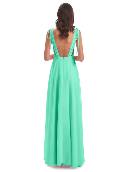 Reagan Floor Length V-neck Chiffon Bridesmaid Dresses