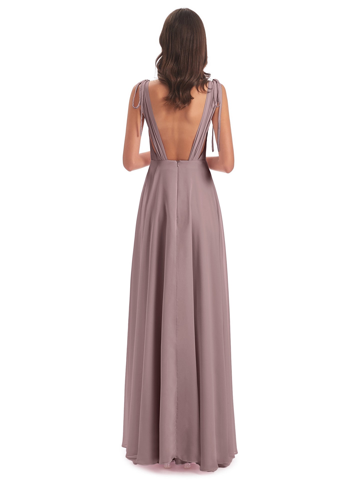 Reagan Floor Length V-neck Chiffon Bridesmaid Dresses