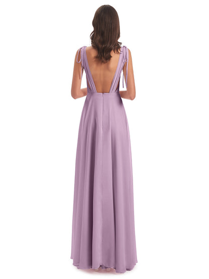 Reagan Floor Length V-neck Chiffon Bridesmaid Dresses