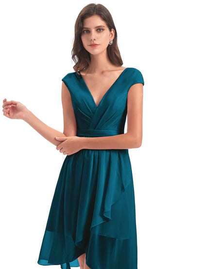 Renee Knee Length V-Neck Chiffon Bridesmaid Dresses