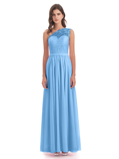 Scarlett One Shoulder Split Chiffon/Lace Bridesmaid Dresses