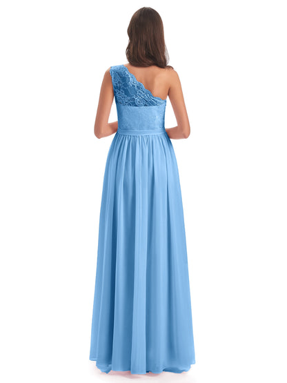 Scarlett One Shoulder Split Chiffon/Lace Bridesmaid Dresses