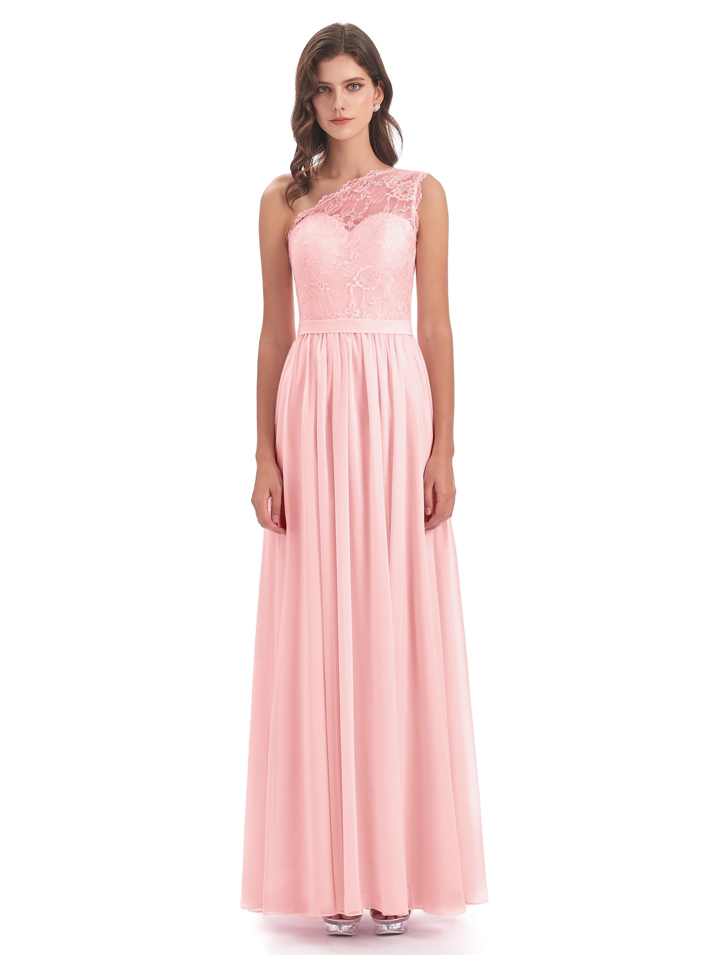 Scarlett One Shoulder Split Chiffon/Lace Bridesmaid Dresses