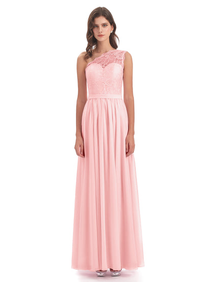 Scarlett One Shoulder Split Chiffon/Lace Bridesmaid Dresses