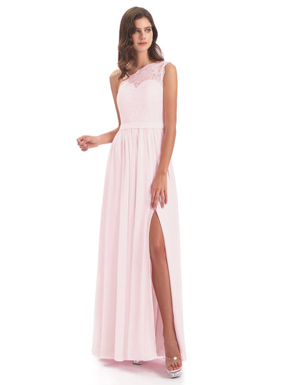 Scarlett One Shoulder Split Chiffon/Lace Bridesmaid Dresses