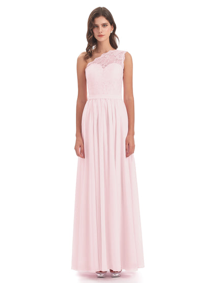 Scarlett One Shoulder Split Chiffon/Lace Bridesmaid Dresses
