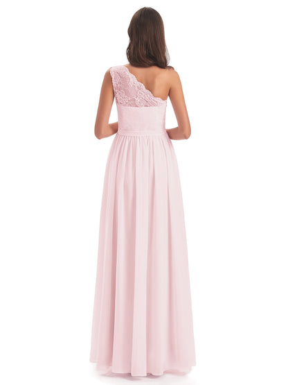 Scarlett One Shoulder Split Chiffon/Lace Bridesmaid Dresses