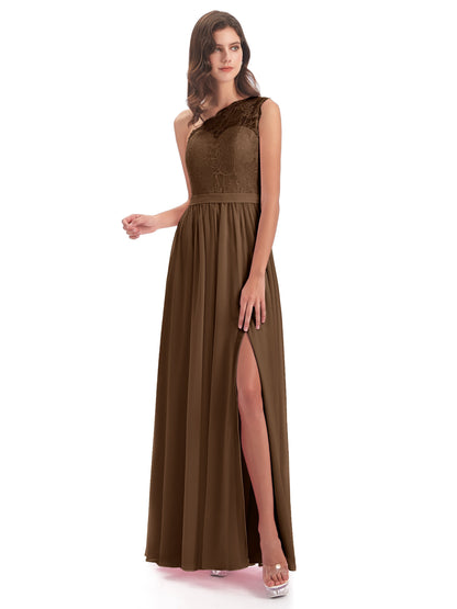 Scarlett One Shoulder Split Chiffon/Lace Bridesmaid Dresses