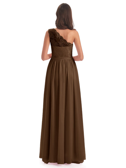 Scarlett One Shoulder Split Chiffon/Lace Bridesmaid Dresses