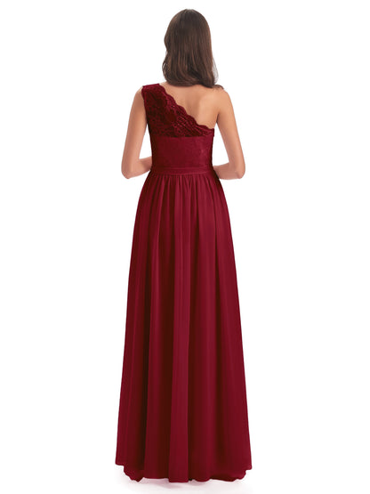 Scarlett One Shoulder Split Chiffon/Lace Bridesmaid Dresses