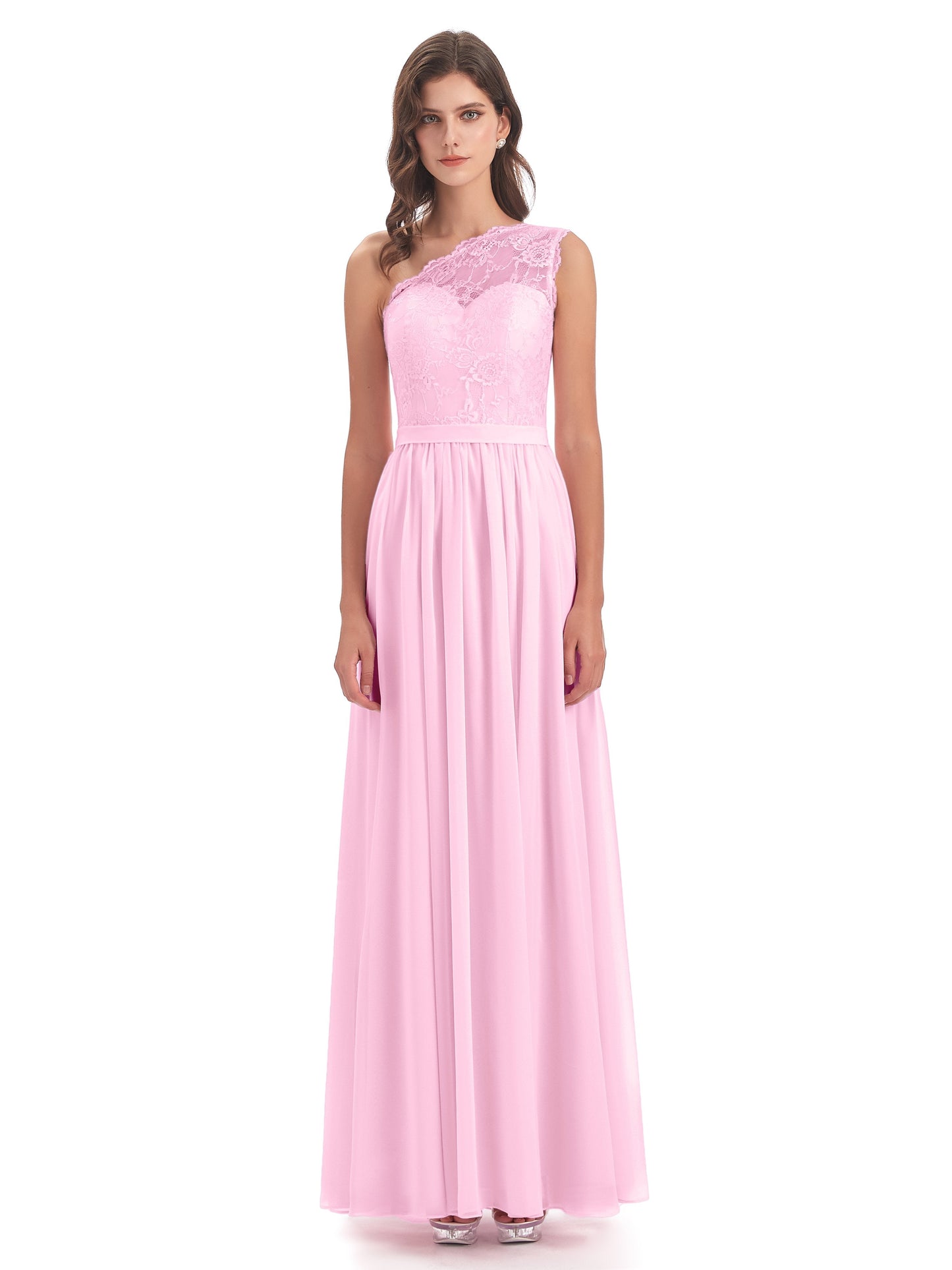 Scarlett One Shoulder Split Chiffon/Lace Bridesmaid Dresses