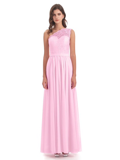 Scarlett One Shoulder Split Chiffon/Lace Bridesmaid Dresses